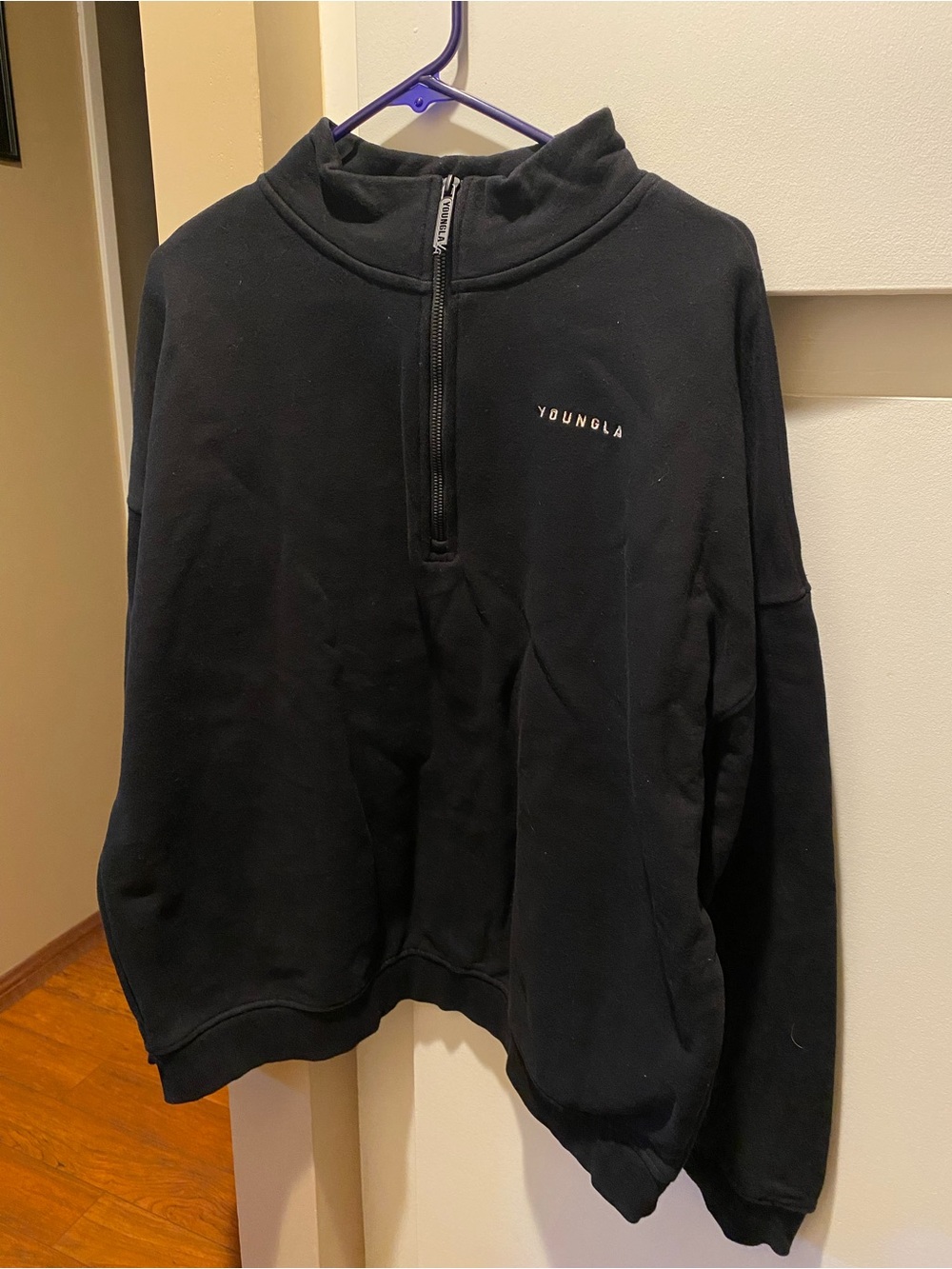 YoungLA Black Half-Zip Pullover Sweatshirt